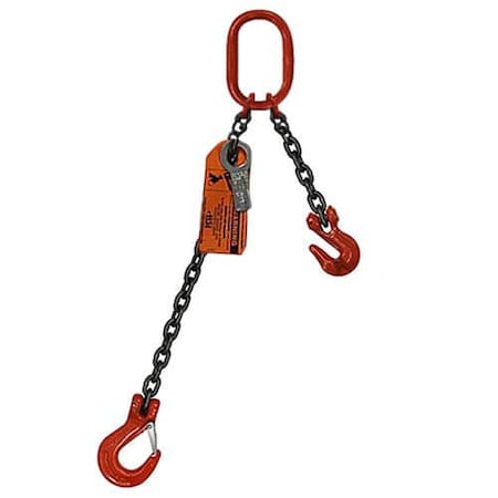 Hsi Sngl Leg Chain Slng, Adjstbl Type B, 1/2 in dia, 24ft L, Oblong Link to Slng Hook, 15,000lb Lmt 10ASOS1/2B-24